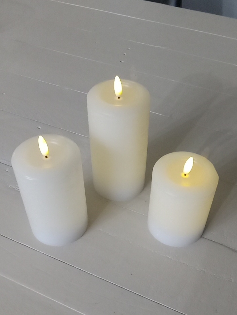 LED Flameless Pillar Candles - White -